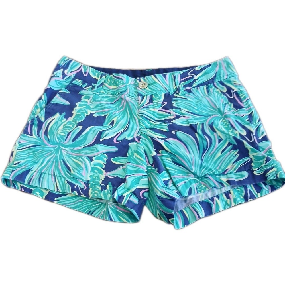 Lilly Pulitzer Navy Tiger Palm Women's Shorts Blue Green The Callahan Short 4